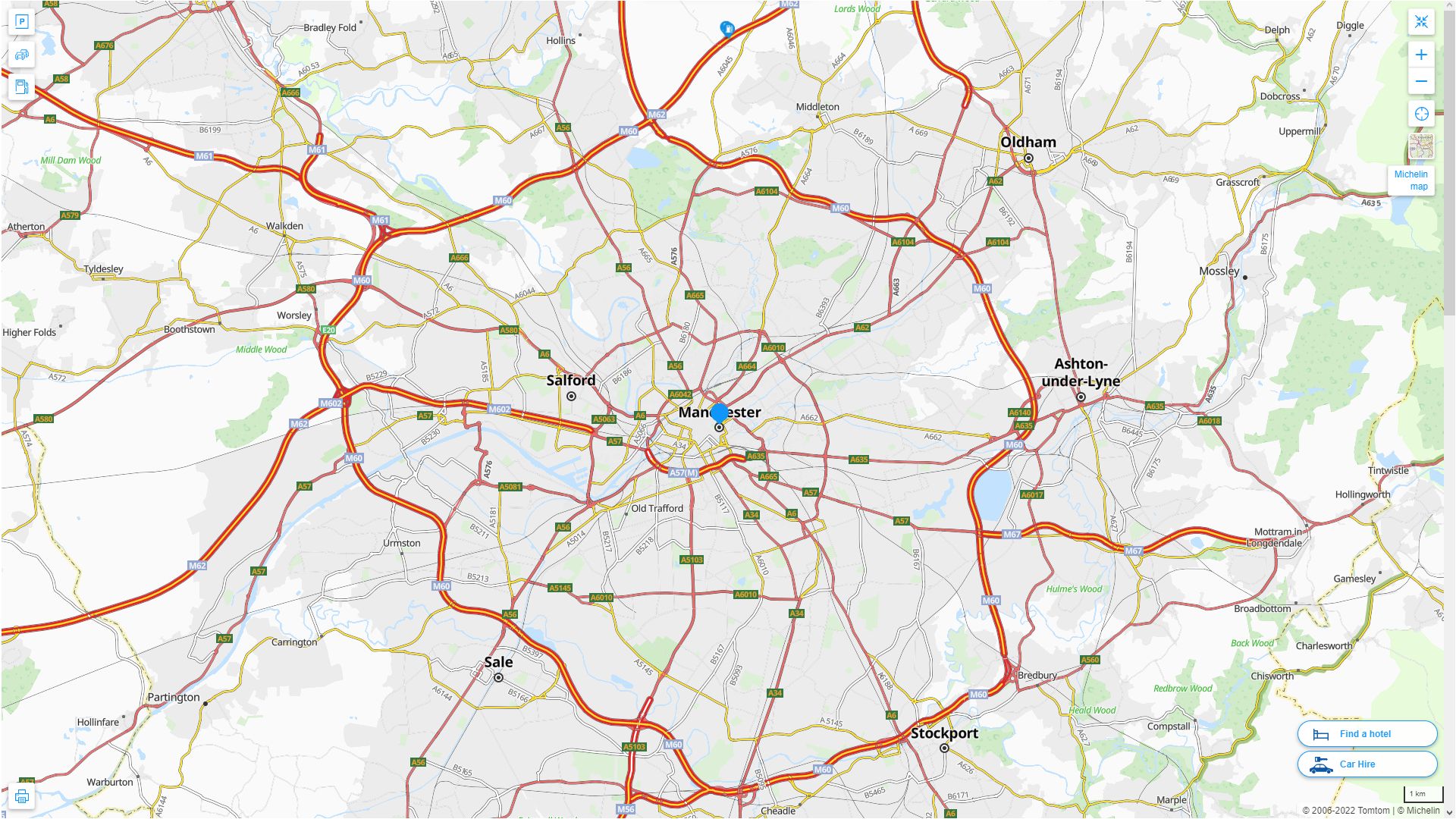 Manchester Royaume Uni Autoroute et carte routiere